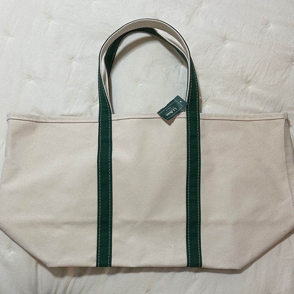 L.L. Bean Canvas Boat and Tote with Dark Green Straps